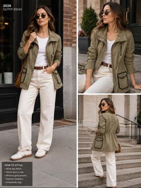 Veronica Beard Olive Green Utility Jacket